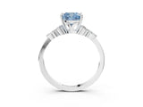 White gold Fancy Blue Cushion Cut Brilliant Diamond Solitaire Ring with Pear Side Stones and Four-Prong Setting_9