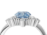 White gold Fancy Blue Cushion Cut Brilliant Diamond with Cluster Setting on a Beaded Band and Four-Prong Setting_4