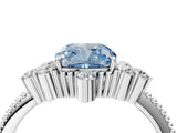 White gold Fancy Blue Cushion Cut Brilliant Diamond with Cluster Setting on a Beaded Band and Four-Prong Setting_70