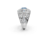 White gold Fancy Blue Cushion Cut Brilliant Halo Pave Diamond Milgrain Ring_2