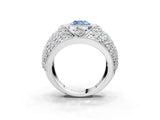 White gold Fancy Blue Cushion Cut Brilliant Halo Pave Diamond Milgrain Ring_3