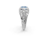 White gold Fancy Blue Cushion Cut Brilliant Milgrain Filigree Diamond Ring with Square Prong Setting_2
