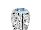 White gold Fancy Blue Cushion Cut Brilliant Milgrain Filigree Diamond Ring with Square Prong Setting_5