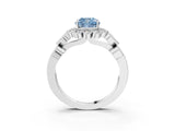 White gold Fancy Blue Cushion Cut Brilliant Milgrain Pave Heart Band Solitaire Ring_15