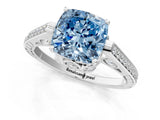 White gold Fancy Blue Cushion  Cut Cathedral Pave Diamond Engagement Ring with Six-Prong Setting_32