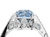 White gold Fancy Blue Cushion  Cut Cathedral Pave Diamond Engagement Ring with Six-Prong Setting_36