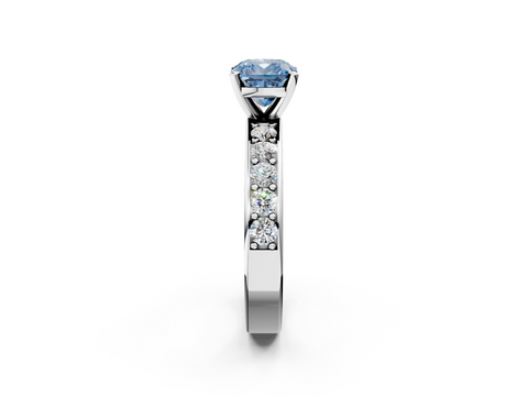 White gold Fancy Blue Cushion  Cut Channel Set Diamond Engagement Ring with Four-Prong Setting_297