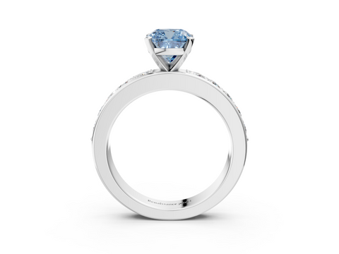 White gold Fancy Blue Cushion  Cut Channel Set Diamond Engagement Ring with Four-Prong Setting_298
