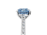 White gold Fancy Blue Cushion  Cut Channel Set Solitaire Engagement Ring with Four-Prong Setting_246
