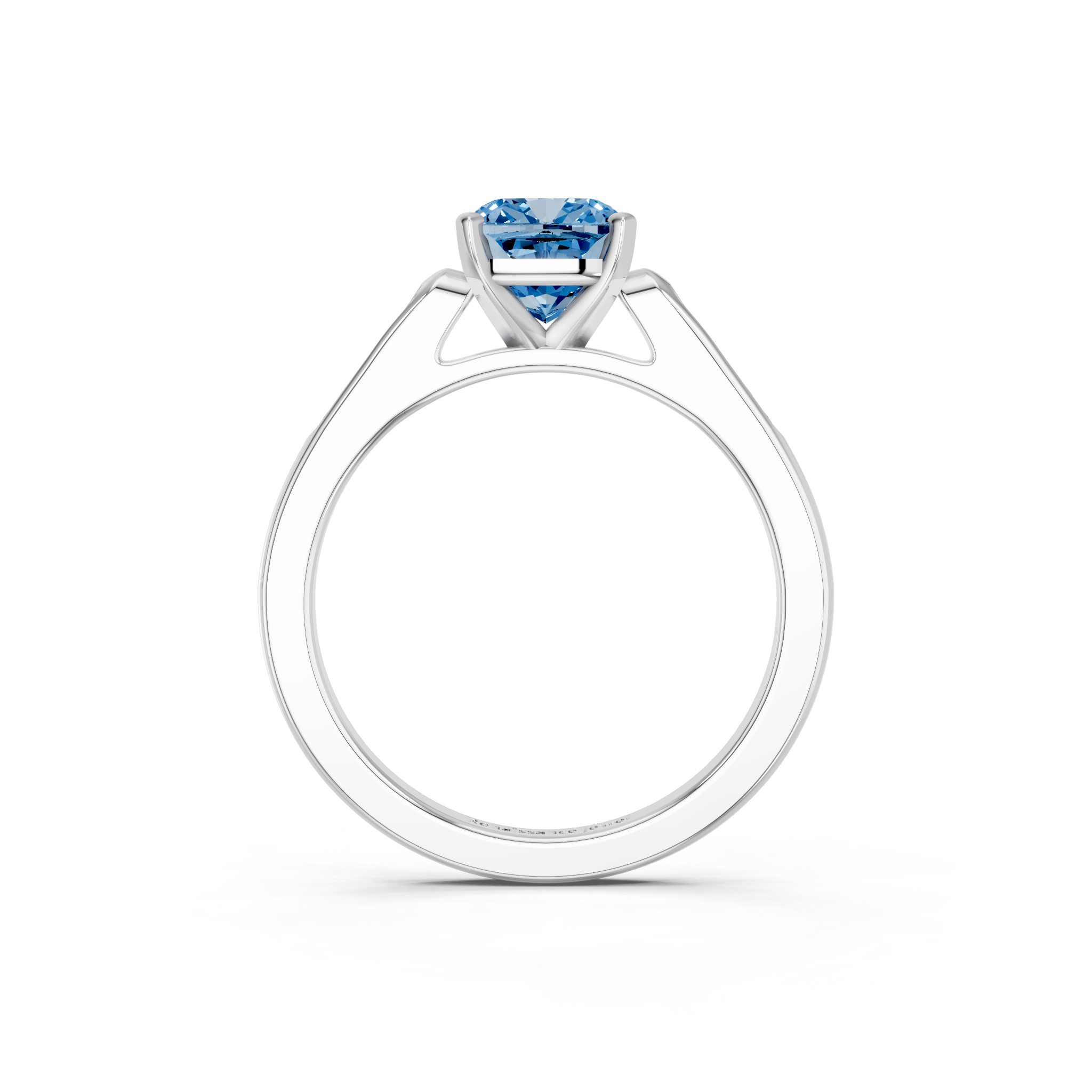 White gold Fancy Blue Cushion  Cut Channel Set Solitaire Engagement Ring with Four-Prong Setting_79