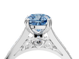 White gold Fancy Blue Cushion  Cut Channel Set Solitaire Engagement Ring with Prong Setting_24