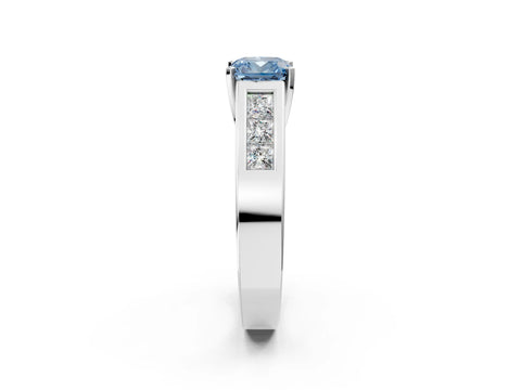 White gold Fancy Blue Cushion Cut Cut Channel Set Solitaire Ring with Four-Prong Setting_14