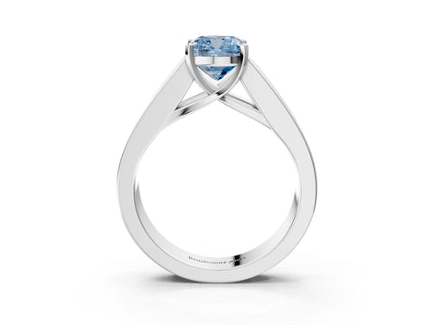 White gold Fancy Blue Cushion Cut Cut Channel Set Solitaire Ring with Four-Prong Setting_15