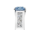 White gold Fancy Blue Cushion Cut Cut Channel Set Solitaire Ring with Four-Prong Setting_17