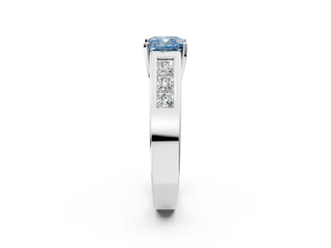 White gold Fancy Blue Cushion Cut Cut Channel Set Solitaire Ring with Four-Prong Setting_2