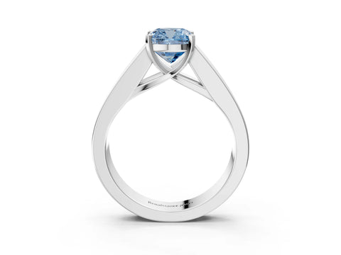 White gold Fancy Blue Cushion Cut Cut Channel Set Solitaire Ring with Four-Prong Setting_3