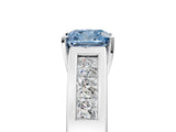 White gold Fancy Blue Cushion Cut Cut Channel Set Solitaire Ring with Four-Prong Setting_5