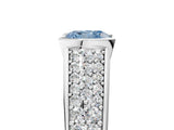 White gold Fancy Blue Cushion Cut Cut Diamond Channel Set Pave Band with Tension Prong Setting_5