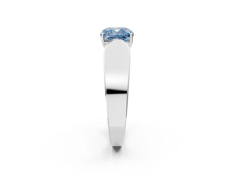White gold Fancy Blue Cushion Cut Cut Diamond Channel Set Solitaire Ring with Four-Prong Setting_105
