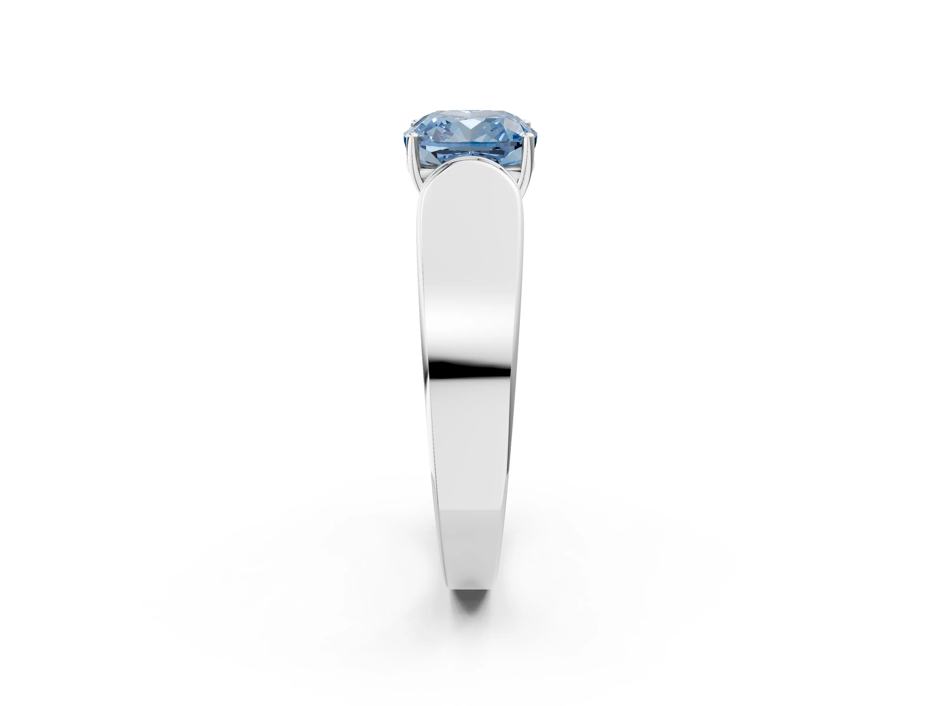 White gold Fancy Blue Cushion Cut Cut Diamond Channel Set Solitaire Ring with Four-Prong Setting_2