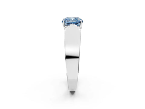 White gold Fancy Blue Cushion Cut Cut Diamond Channel Set Solitaire Ring with Four-Prong Setting_86