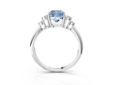 White gold Fancy Blue Cushion Cut Cut Diamond Cluster Ring with Solitaire Band and Four-Prong Setting_39