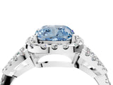 White gold Fancy Blue Cushion Cut Cut Diamond Halo Engagement Ring with Open Split Pavé Band_4