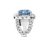 White gold Fancy Blue Cushion Cut Cut Diamond Halo Engagement Ring with Open Split Pavé Band_5