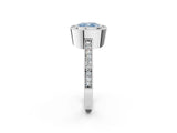 White gold Fancy Blue Cushion Cut-Cut Diamond Halo Engagement Ring with Pave Band and Prong Setting_2