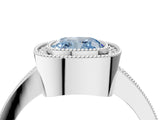 White gold Fancy Blue Cushion Cut-Cut Diamond Halo Engagement Ring with Pave Band and Prong Setting_4