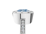 White gold Fancy Blue Cushion Cut-Cut Diamond Halo Engagement Ring with Pave Band and Prong Setting_5