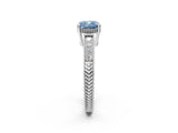 White gold Fancy Blue Cushion Cut Cut Diamond Milgrain Pave Band Four-Prong Setting Ring_17