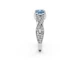 White gold Fancy Blue Cushion Cut Cut Diamond Twisted Band with Milgrain Pave Setting and Four-Prong Setting_14