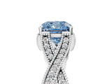 White gold Fancy Blue Cushion Cut Cut Diamond Twisted Band with Milgrain Pave Setting and Four-Prong Setting_5