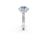 White gold Fancy Blue Cushion Cut Cut Halo Diamond Pavé Engagement Ring with Milgrain Detailing_14