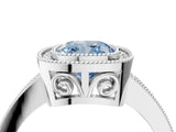 White gold Fancy Blue Cushion Cut Cut Halo Pavé Diamond Ring_4