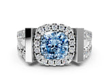 White gold Fancy Blue Cushion Cut Cut Halo Split Shank Prong Set Ring_12