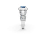 White gold Fancy Blue Cushion Cut Cut Halo Split Shank Prong Set Ring_2
