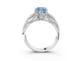 White gold Fancy Blue Cushion Cut Cut Milgrain Pave Diamond Engagement Ring with Four-Prong Setting_18