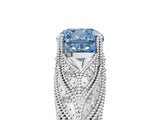 White gold Fancy Blue Cushion Cut Cut Milgrain Pave Diamond Engagement Ring with Four-Prong Setting_20