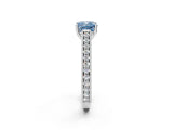 White gold Fancy Blue Cushion Cut Cut Pave Band Milgrain Solitaire Ring_2