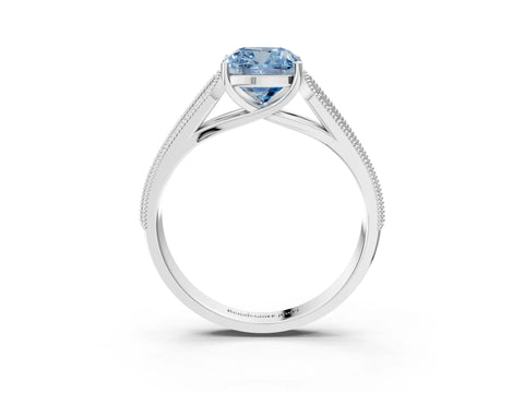 White gold Fancy Blue Cushion Cut Cut Pave Split Shank Engagement Ring with Four-Prong Setting_15