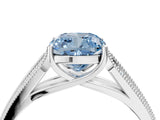 White gold Fancy Blue Cushion Cut Cut Pave Split Shank Engagement Ring with Four-Prong Setting_16