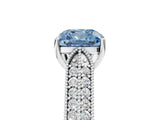 White gold Fancy Blue Cushion Cut Cut Pave Split Shank Engagement Ring with Four-Prong Setting_17