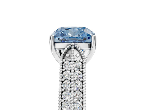 White gold Fancy Blue Cushion Cut Cut Pave Split Shank Engagement Ring with Four-Prong Setting_17