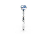 White gold Fancy Blue Cushion Cut Diamond Brilliant Solitaire Ring with Pavé Band and Four-Prong Setting_26