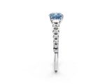 White gold Fancy Blue Cushion Cut Diamond Cathedral Solitaire Ring with Round  Pavé Band_230