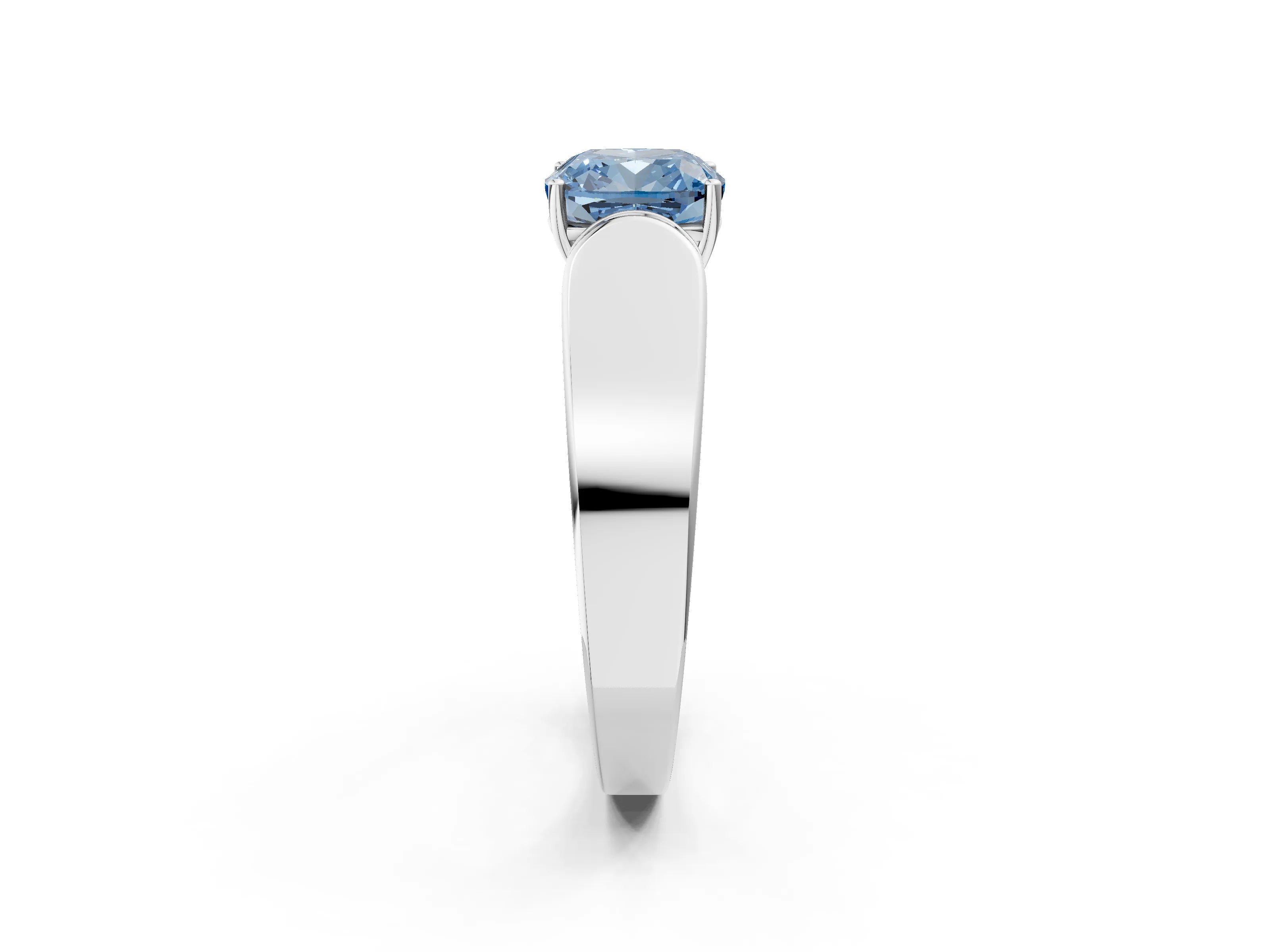 White gold Fancy Blue Cushion Cut Diamond Channel Set Solitaire Ring with Four-Prong Setting_40