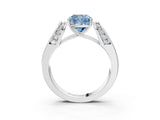 White gold Fancy Blue Cushion Cut Diamond Channel Set Solitaire Ring with Four-Prong Setting_59
