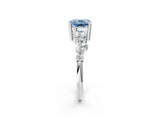 White gold Fancy Blue Cushion Cut Diamond Cluster Pavé Band with Four-Prong Setting_14